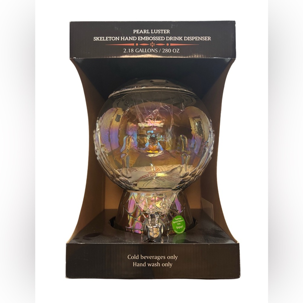 *NEW* Pearl Luster Skeleton Hand Embossed Drink Dispenser - Picture 2 of 6